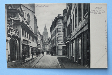 Postcard PC Mainz 1900 Schusterstreet Shops Town architecture Rheinland Pfalz